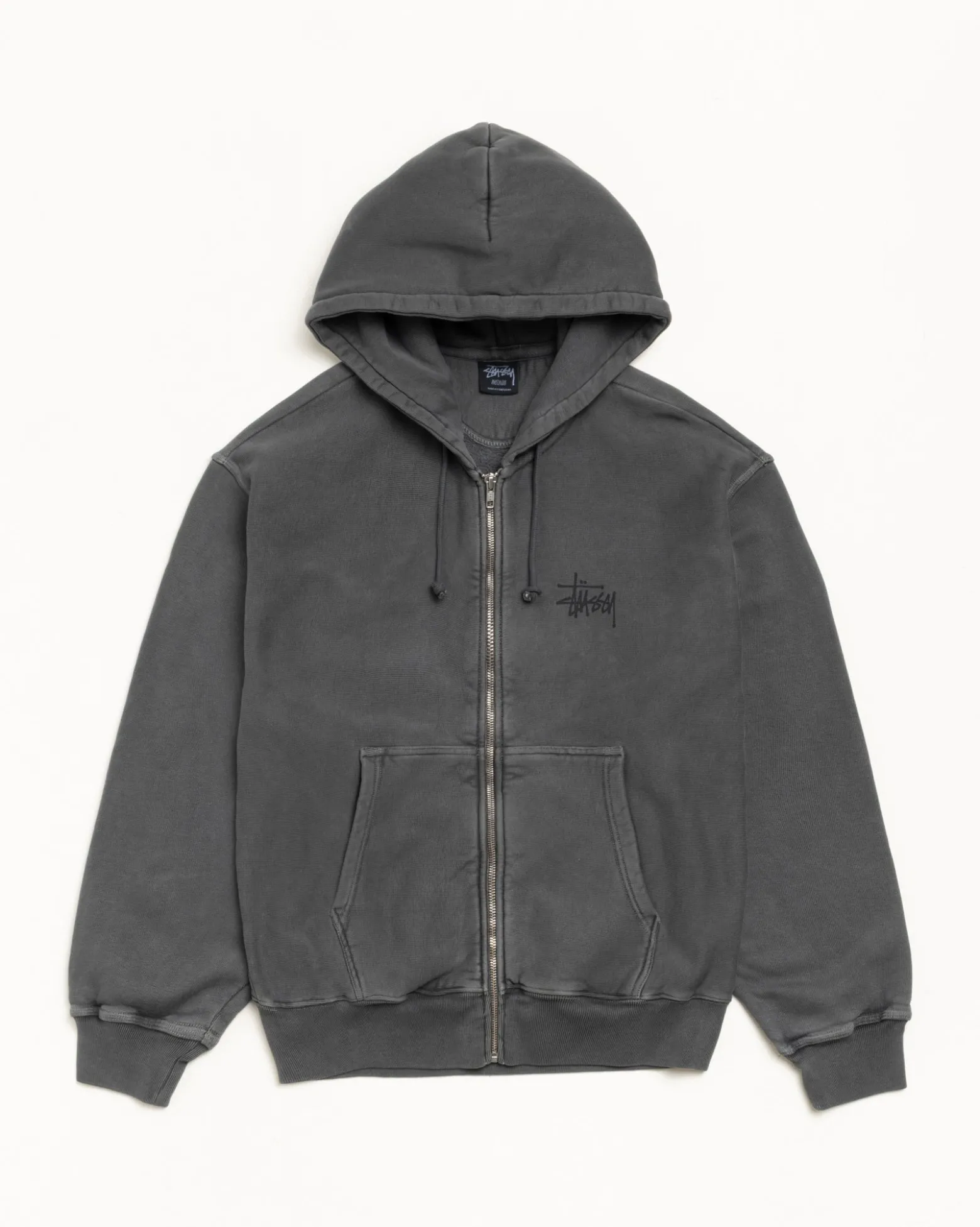 BASIC STÜSSY ZIP HOODIE PIGMENT DYED