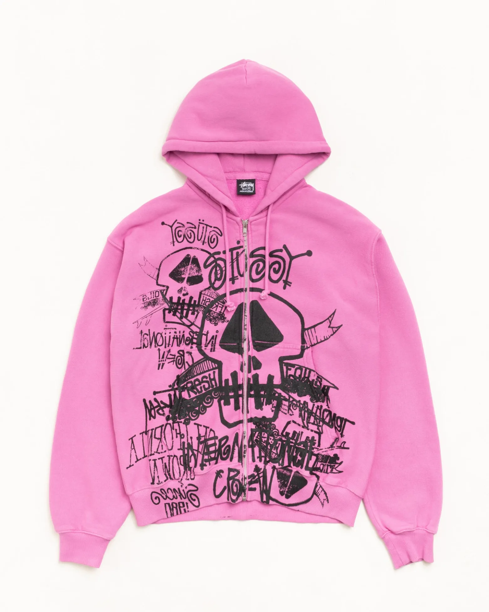 SKULLS ZIP HOODIE PIGMENT DYED