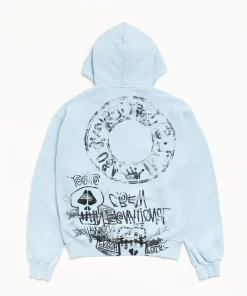 SKULLS ZIP HOODIE PIGMENT DYED