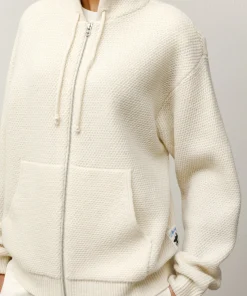TEXTURED ZIP HOODED SWEATER