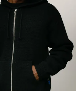 TEXTURED ZIP HOODED SWEATER