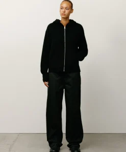 WAFFLE CASHMERE ZIP HOOD SWEATER
