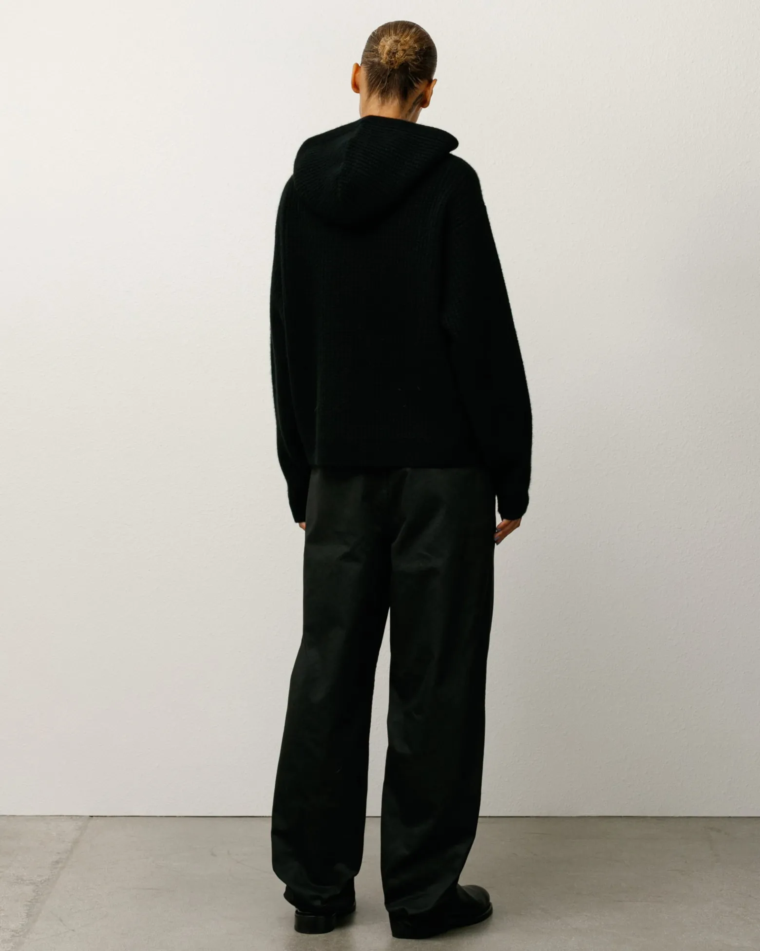 WAFFLE CASHMERE ZIP HOOD SWEATER