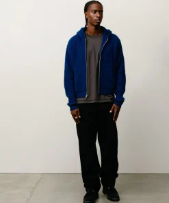 WAFFLE CASHMERE ZIP HOOD SWEATER