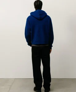 WAFFLE CASHMERE ZIP HOOD SWEATER
