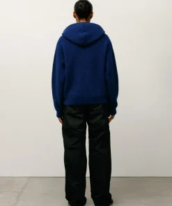 WAFFLE CASHMERE ZIP HOOD SWEATER