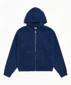 WAFFLE CASHMERE ZIP HOOD SWEATER