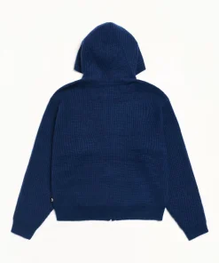 WAFFLE CASHMERE ZIP HOOD SWEATER
