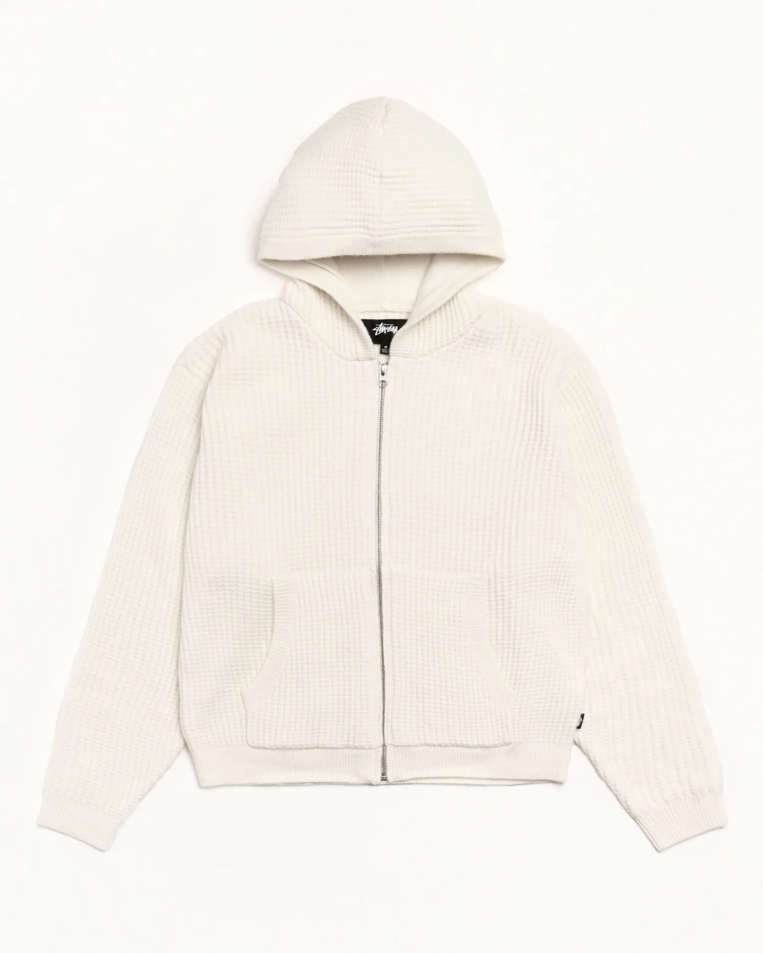 WAFFLE CASHMERE ZIP HOOD SWEATER