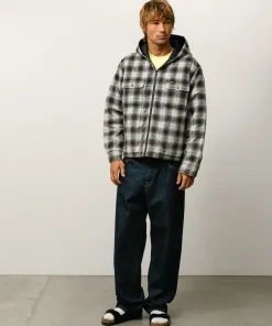ZIP HOODED PLAID SHIRT