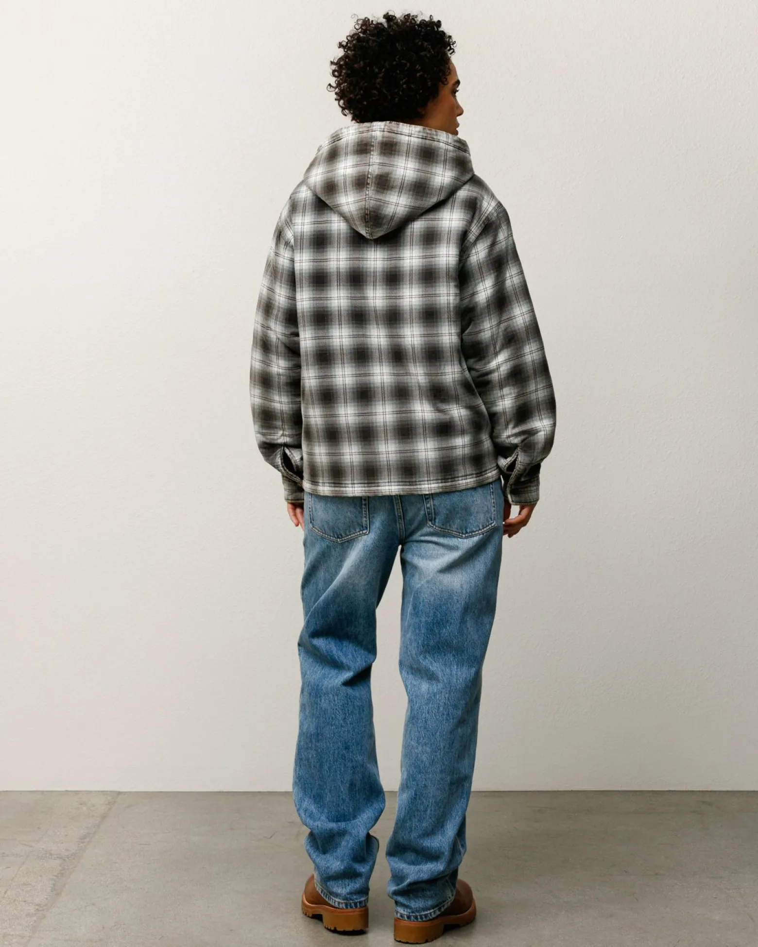 ZIP HOODED PLAID SHIRT