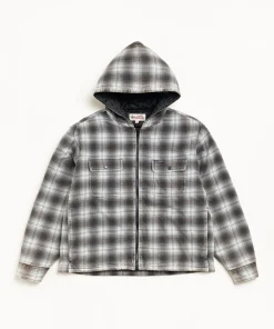 ZIP HOODED PLAID SHIRT