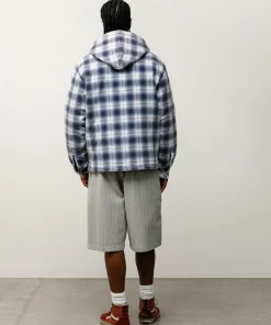 ZIP HOODED PLAID SHIRT