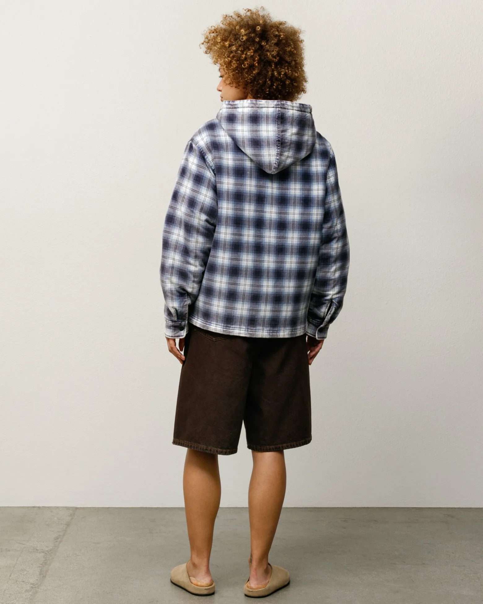 ZIP HOODED PLAID SHIRT